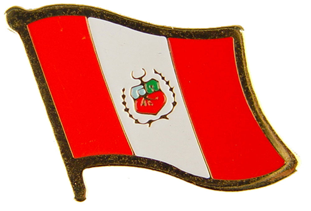 INTERNATIONAL FLAG "PERU" PIN - Officially Licensed Patriotic Peru Flag Logo Orignal Artwork, Expertly Designed PIN - 1"