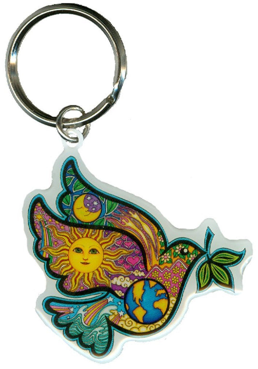 Dan Morris Peace Dove - Grateful Dead, Durable METAL KEYCHAIN for Car Motorcycle Home Office Work Keys - 2.25" x 2.25"