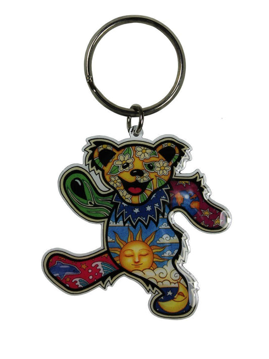 Dan Morris Dancing Bear - Grateful Dead, Durable METAL KEYCHAIN for Car Motorcycle Home Office Keys - 2.25" x 2"