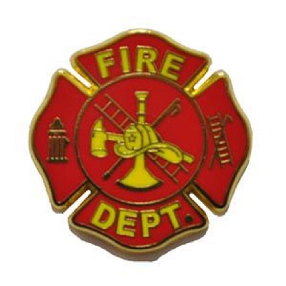 FIRE & EMS, Fire Department LOGO - Original Artwork, Expertly Designed PIN Red Yellow - 1"