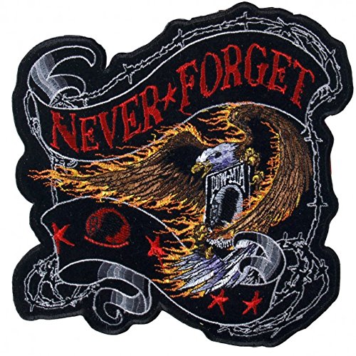 NEVER FORGET EAGLE, High Thread Iron-On / Saw-On Rayon PATCH - 4" x 4", Exceptional Quality