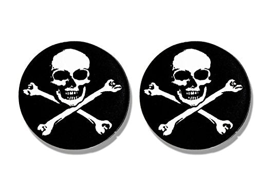 2 x PIC SKULL & BONES - Small, Funny Bikers Motorcycle Helmet, Sticker DECAL (Pair) - 3"