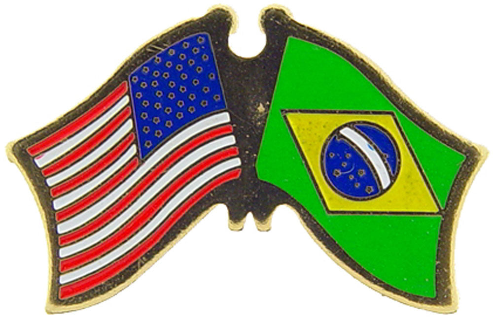 INTERNATIONAL, USA & BRAZIL Cross Flags - Original Artwork, Expertly Designed PIN - 1.125"