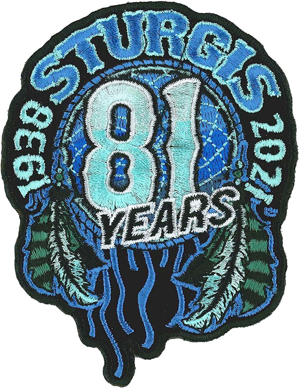 STURGIS MOTORCYCLE RALLY 81st YEARS 1938 -2021 DREAM CATCHER, PATCH - High Thread Iron-On Heat Sealed Backing Sew-On Patch - 3" x 4"