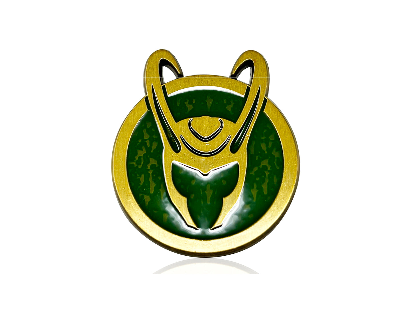 Official Marvel's LOKI HELMET PIN, Officially Licensed Disney+ LOKI Helmet SYMBOL Enamel Lapel Pin, 3.5 cm x 4.25 cm