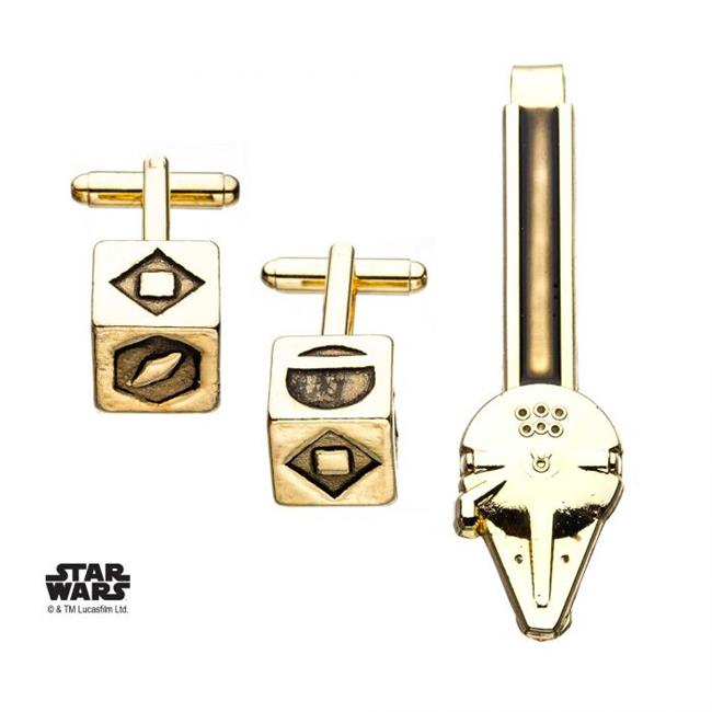 Star Wars, Millenium DICE Money Clip and Cufflinks Set - Stainless Steel Gold Plated Artwork