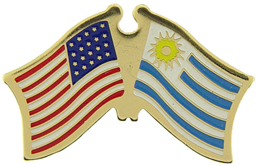 INTERNATIONAL, USA & URUGUAY Cross Flags - Original Artwork, Expertly Designed PIN - 1.125"