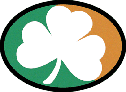 WHITE SHAMROCK Sticker - Orignal Artwork Vinyl - Reflective British Oval Decal Sticker - 3.5" x 4.75"