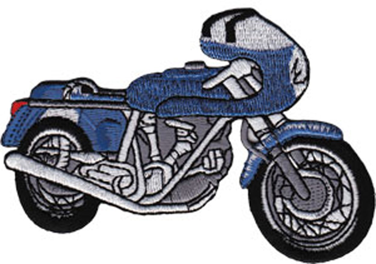 MOTORCYCLES BLUE CAFE RACER, Officially Licensed, Iron-On / Sew-On, Embroidered PATCH