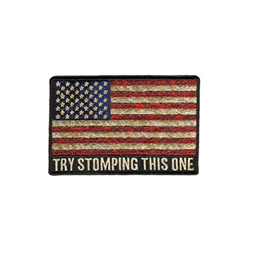 TRY STOMPING THIS ONE, Iron-On / Saw-On Rayon PATCH - 4" x 3"