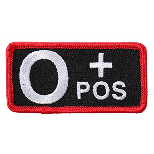 BLOOD TYPE O POS, High Thread EMBROIDERED Iron-On / Saw-On O+ Positive Rayon PATCH - 3" x 2"