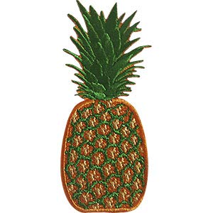 PINEAPPLE - Embroidered Iron On PATCH, Original Tropical Fruit Artwork, 1.7" x 4"