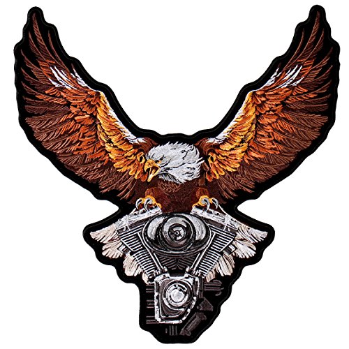 STORM CLOUDS EAGLE, Exceptional Quality Iron-On / Saw-On, Heat Sealed Backing Rayon PATCH - 12" x 12"