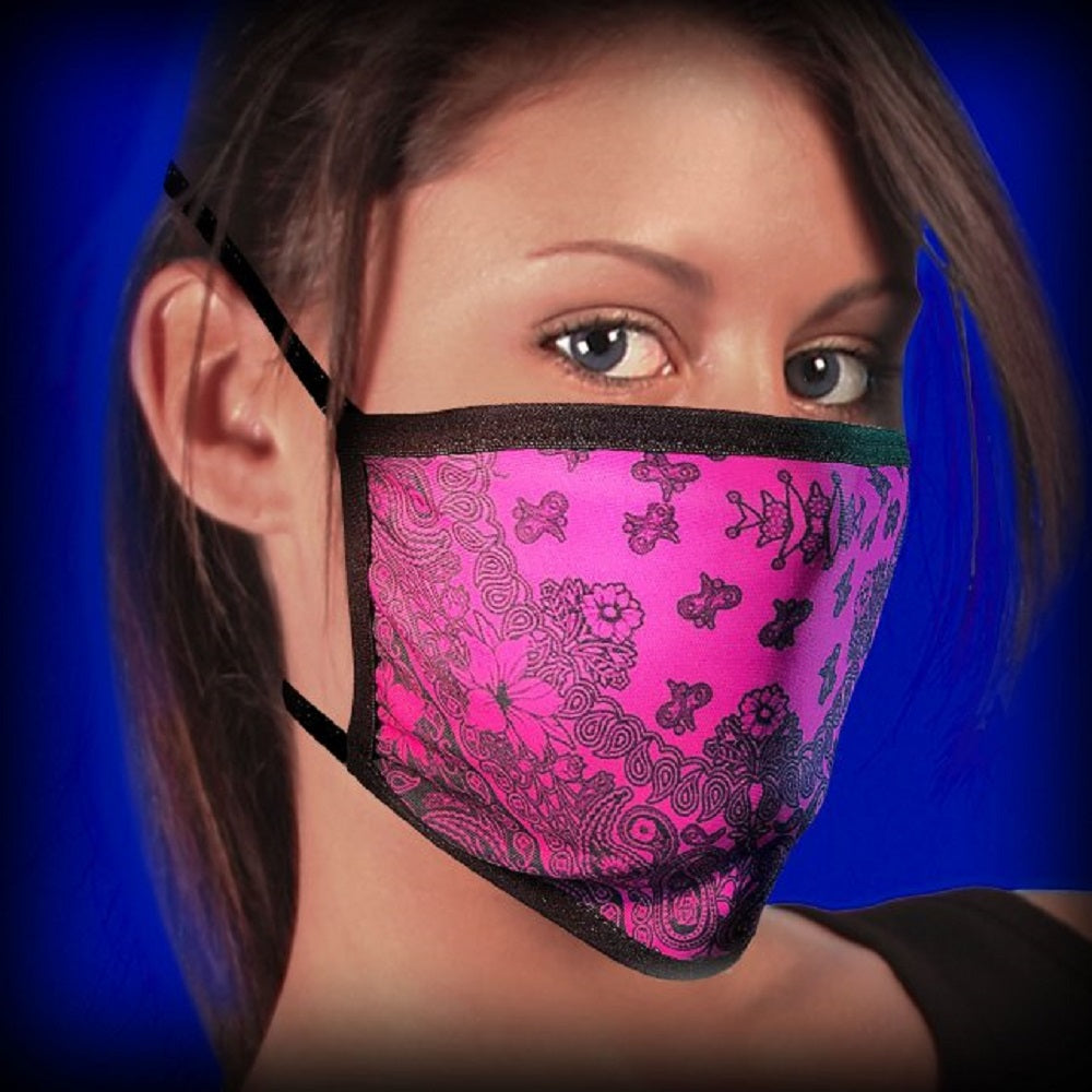 Pink Paisley Design Face Mask - Two Ear Holes Cover Nose and Mouth, Comfortable & Breathable Double layer Face Mask