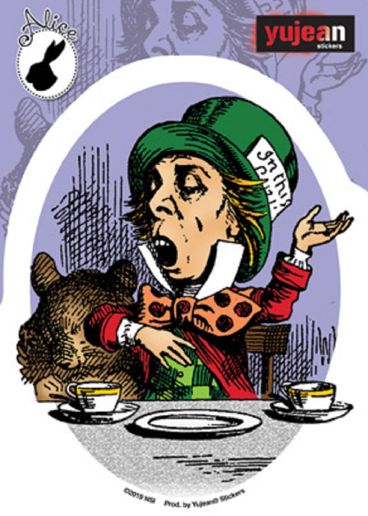 ALICE - THE MAD HATTER IN/OUT DOOR STICKER - The Mad Hatter Orignal Artwork Premium In/Out Door Decal STICKER - 4" x 5"