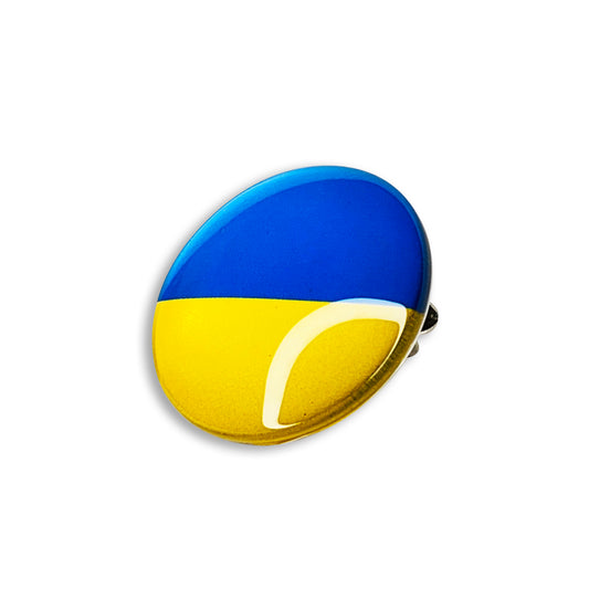 "UKRAINE FLAG PIN, Super Shiny Bright Oval Dome, Ukrainian Flag Brooches Lapel Pin, 1"" / 2.5cm"