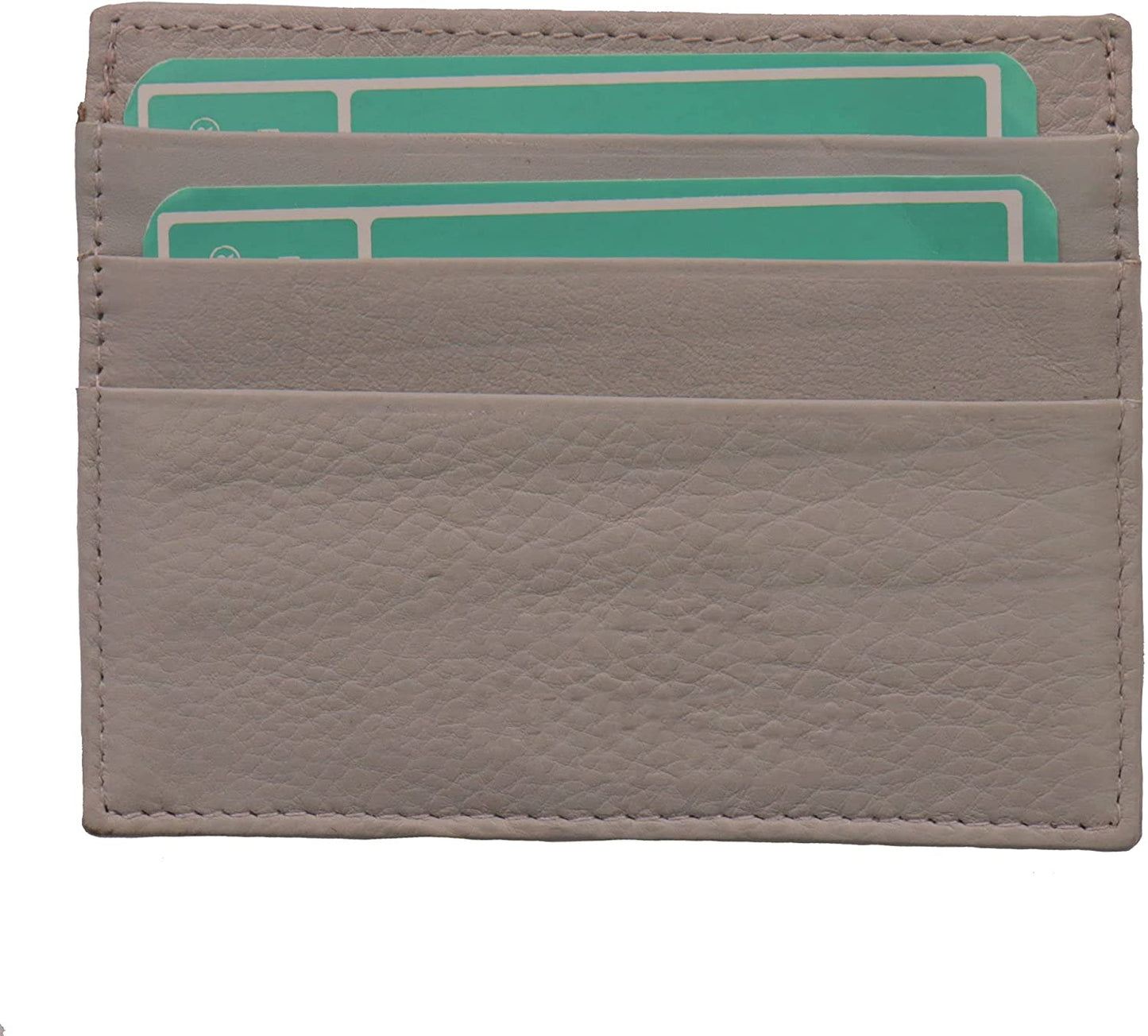 Credit Card Holding, Wallet - Genuine Lambskin Leather Six Slots Credit Card Holder Leather Wallet - Grey