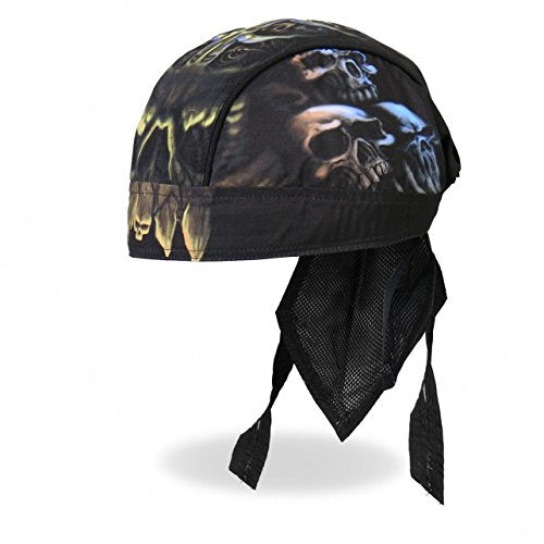 Authentic Bikers Premium Headwraps, SKULL CAVERN - High Quality Micro-Fiber & Mesh Lining HEADWRAP