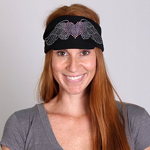 HEART WINGS, Cotton Polyester Material with Rhinestone Design, Black BLING WRAP