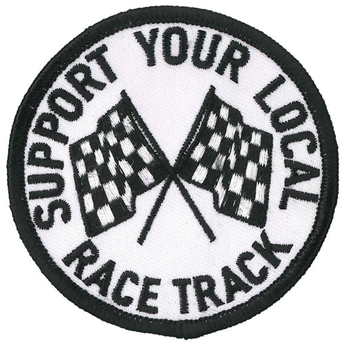 SUPPORT YOUR LOCAL RACE TRACK PATCH - Thread Rayon Iron-On Heat Sealed Backing Sew-On PATCH - 3" x 3"