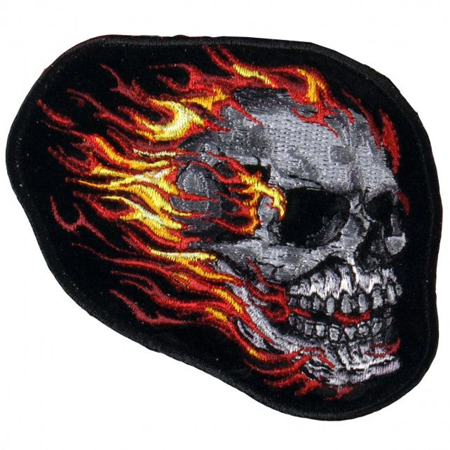 TRIBAL MIRROR SKULL, Iron-On / Saw-On, Heat Sealed Backing Rayon VELCRO PATCH - 4" x 3"