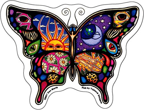 Day and Night Butterfly - Dan Morris, Vinyl Sticker DECAL for Car Bumper Skateboard Laptop Luggage - 5" x 3.75"