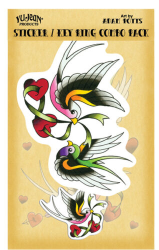 Adam Potts - Tattoo Swallows - Metal Keychain and Sticker Combo Pack