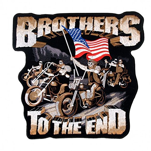 BROTHERS TIL THE END, Embroidered Iron-On / Saw-On Rayon PATCH - 5" x 5"