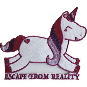 ESCAPE FROM REALITY - Embroidered Iron On PATCH, Original Unicorn Artwork, 3.2" x 3.8"