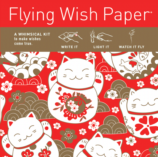 Lucky Cat FLYING WISH PAPER® - GOOD LUCK Mini Wishing Kit, 5" x 5"