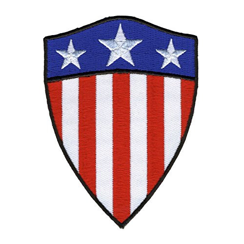 AMERICAN FLAG SHIELD, High Thread Iron-On / Saw-On Rayon PATCH - 3" x 4", Exceptional Quality