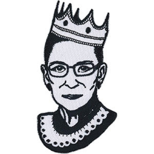 GINSBURG RUTH BADER CROWN PATCH - Embroidered Iron-On / Sew-On Original Artwork PATCH - 2" x 3.8"