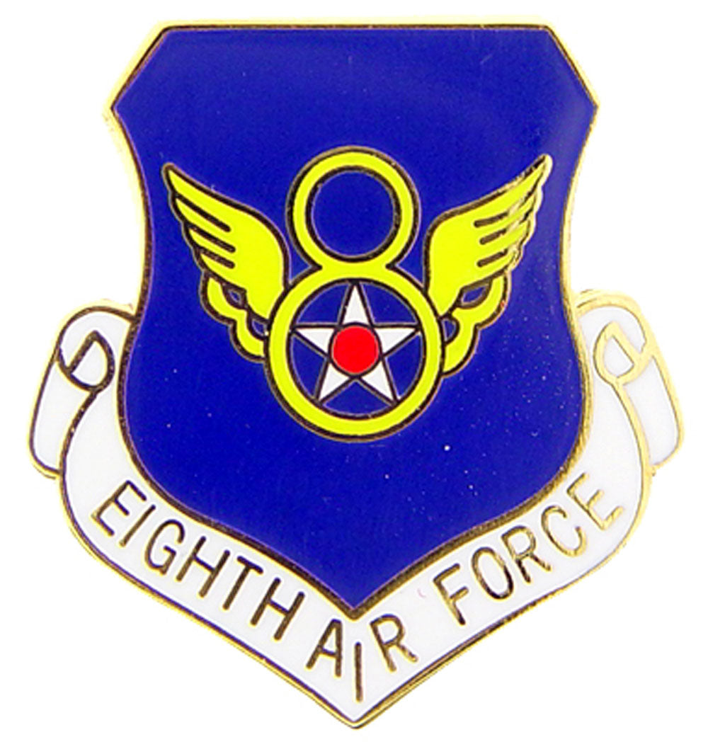 U.S. AIR FORCE, 8th Air Force SHIELD - Original Artwork, Expertly Designed PIN - 1"