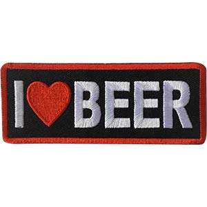 Beer I Heart Beer - Sew Iron on, Embroidered Original Artwork - Patch - 1.5" X 3.7"