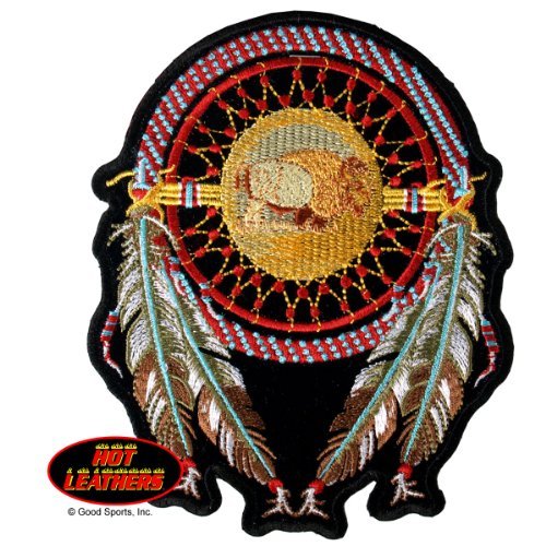 DREAM CATCHER with Buffalo & Feathers - Iron-On / Saw-On, Heat Sealed Backing Rayon BIKER PATCH - 9" x 12"