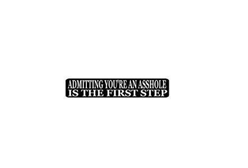 Admitting You're An A$$hole Helmet Stickers - Novelty Artwork Decals, 4" x 1"