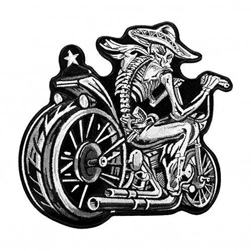 MEXICALI SUNSET BIKER, High Thread Embroidered Iron-On / Saw-On, Heat Sealed Backing Rayon PATCH - 4" x 4"