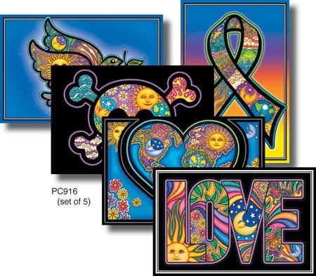 Celestial Design - Dan Morris, Set of 5 Mailable POSTCARD Travel Welcome Invitations Holiday Thank you Cards - 4" x 6"