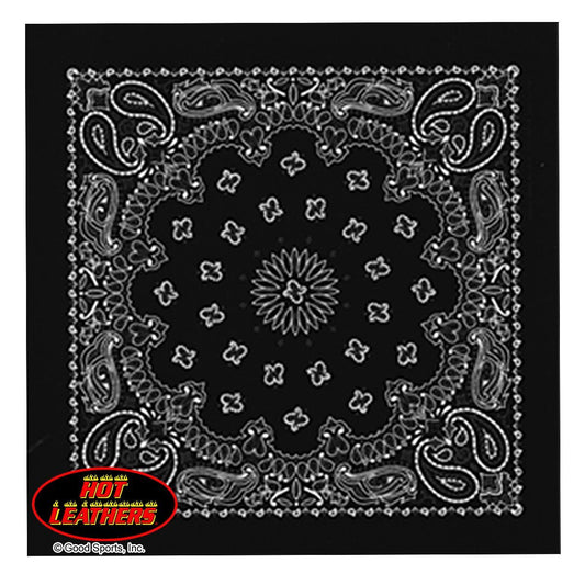 "Officially Licnesed, Bikers Bandanas Collection Original Design, 21"" x 21"" - BANDANA BLACK & WHITE PAISLEY DESIGN"