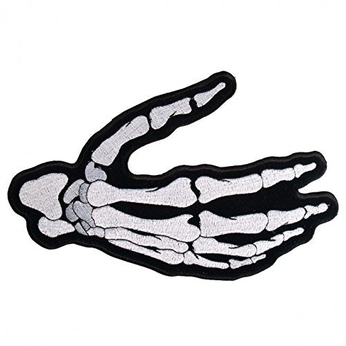 SKELETON RIGHT HAND, Iron-On / Saw-On Rayon PATCH - 4" x 3", Exceptional Quality