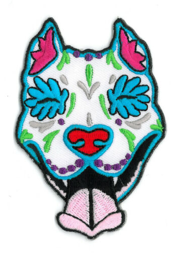 CALI, SLOBBERING PIT BULL - Original Artwork, Embroidered Iron On PATCH, 3.5"