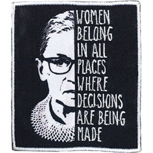 GINSBURG RUTH BADER PATCH - Women Belong In All Places - Embroidered Iron-On / Sew-On PATCH - 3" x 3.5"