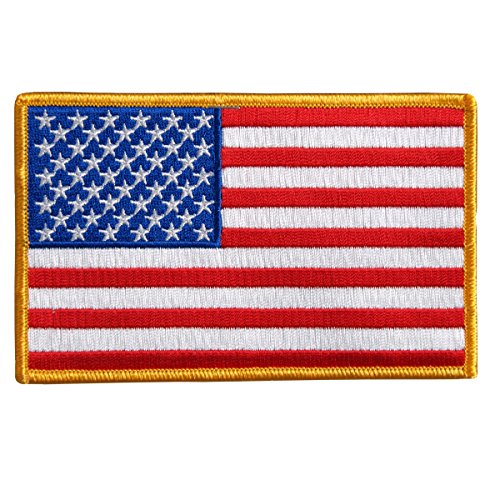 AMERICAN FLAG - Iron-On / Saw-On Rayon PATCH - 5" x 3", Heat Sealed Backing