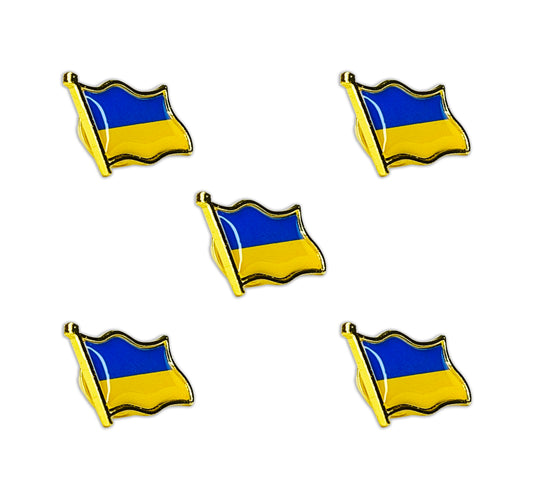 "UKRAINE FLAG PINs, Flag w/ Zinc Alloy Extra Thick Raised Epoxy Resin Lapel Pins, .79"" - 5 Pcs"