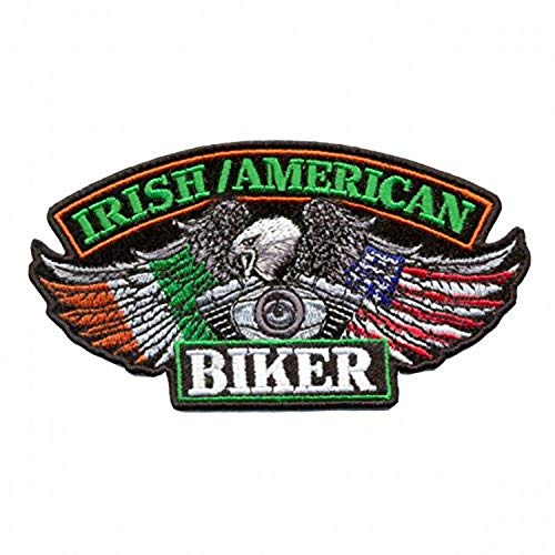 IRISH/USA BIKER FLAGS, Iron-On / Saw-On Rayon PATCH - 5" x 3", Exceptional Quality