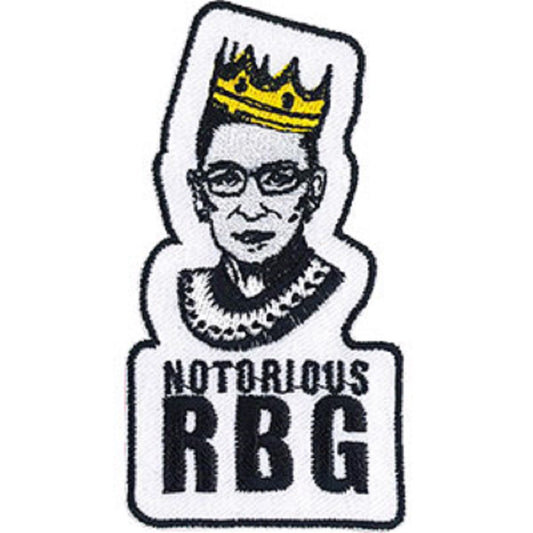 GINSBURG RUTH BADER PATCH - NOTORIOUS RBG -Embroidered Iron-On / Sew-On Original Artwork PATCH - 1.8" x 3.5"
