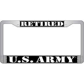 United State Army Retired Auto License, Plate Chrome Frame USA - 6" X 12"
