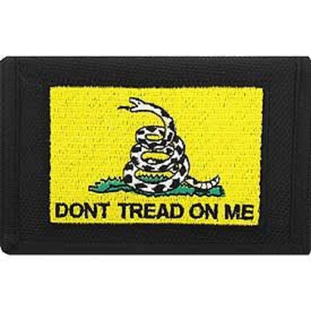 DONT TREAD ON ME WALLET - Embroidered Logo Heavy Duty Patriotic Trifold Nylon Wallet - 3.5" x 5"