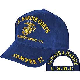 USMC, A TRADITION 1775 - Embroidered Mens Ball Cap with Brass Buckle