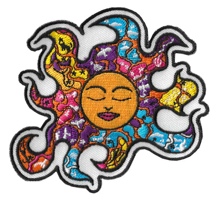 Dan Morris Sleeping Sun Patch - Embroidery Iron-On Backing Sew-On Patch - 3.5" x 3.25"